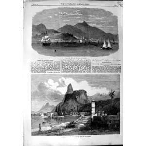  1864 MOUNT CORCOVADO BOTAFOGO BAY RIO DE JANEIRO PORT 