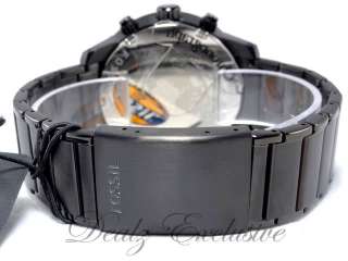 FOSSIL FS4606 DIAMOND Black Plated Stainless Steel Mens Watch   NEW 