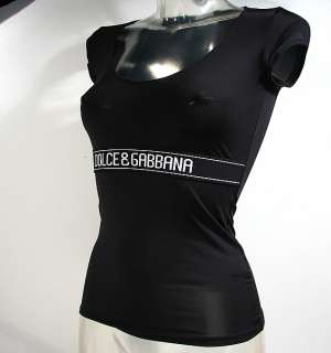 DOLCE & GABBANA womens logo T shirt microfiber D&G (black) NWT  