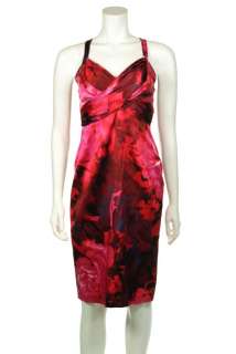   Meister $235 Womens Red Silk Floral Sheath Dress 6 677561146074  