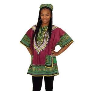  Traditional Print Dashiki   Plum 