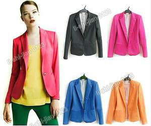   Womens buckle Slim Casual Suit Jacket Blazer XS S M L 4color 4 size