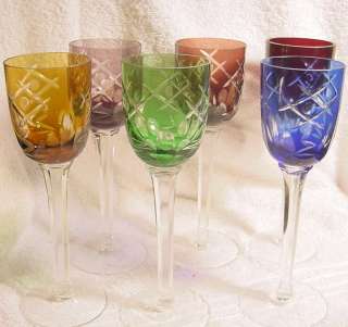   Cut to Clear Bohemian Crystal Port Sherry Wine Glasses  