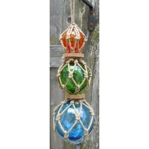    Hand Knotted Rope Buoy 3 Glass Fishing Floats