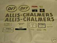 Allis Chalmers D17 Decal Set with Oval Model letters  