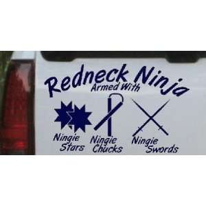 Navy 22in X 13.6in    Armed Redneck Ninja Funny Car Window Wall Laptop 