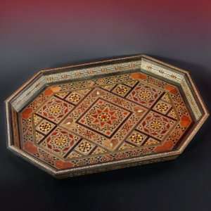   Handcrafted Mosaic Wood Inlay Decorative Tray