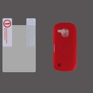 Samsung I400 Red soft sillicon skin case With Crystal Clear LCD Screen 