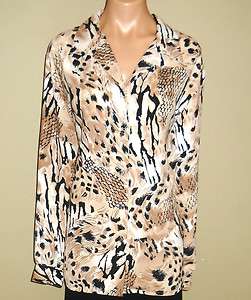 Allison Daley Animal Print Long Sleeve Button Down Blouse Top Size 20W 