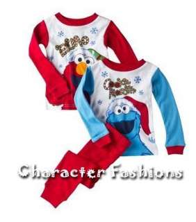   ELMO COOKIE MONSTER Pajamas pjs 2T 3T 4T 5T Shirt Pants HOLIDAY  