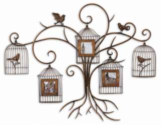 Rust Tree Photo Collage Picture Frame Birdcage Wall Art  
