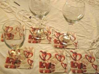 12 Red heart Wedding Drink Coasters favors, gift, party  
