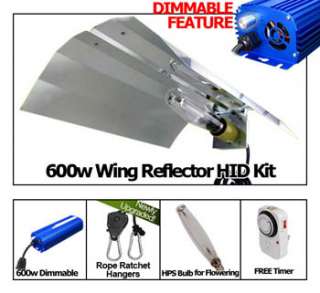 600 Watt HPS MH Wing Reflector Digital Ballast Hydroponic Grow Light 