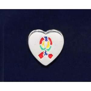  Autism Ribbon Pin Heart Tac Pin (Retail) 