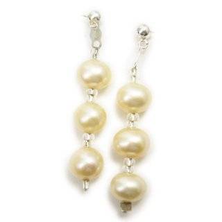 Natural Pearl Dropper Earrings   Stud ear fittings   unique by 