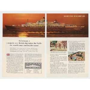   Lines SS Oriana Ship Maiden Voyage 2 Page Print Ad