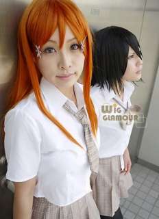   OrIhime Inoue Cosplay Long Straight Orange Fashion Hair Wig  