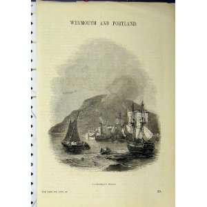   Weymouth Portland Island Ship Mountain Victorian Print