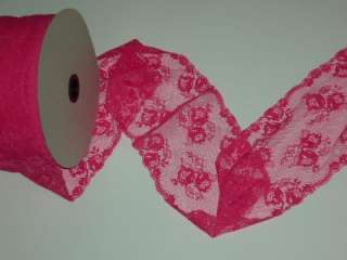 HOT PINK LACE TRIMMING 6 WIDE LACE TRIM SCALLOPED BTY  