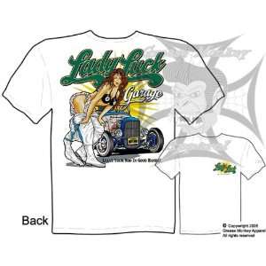 Size 3XL, Lady Luck Hot Rod Garage, 32 Ford Hot Rod Culture T Shirt 
