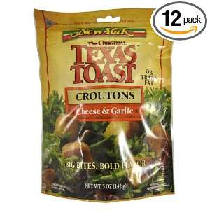 New York Texas Toast Croutons Cheese & Garlic, 5 Ounce Bags (Pack of 
