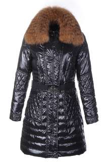New women wholesale big fur belt warm winter long down coat jacket 