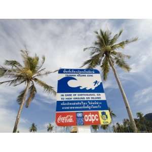 Tsunami Warning Sign, Phi Phi Don Island, Thailand, Southeast Asia 