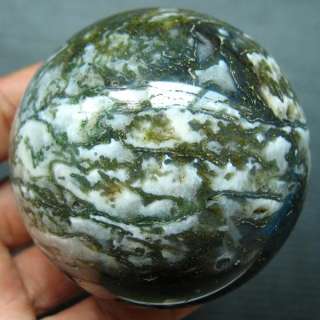 75mm Natural Polished Moss Agate Crystal Sphere Ball  