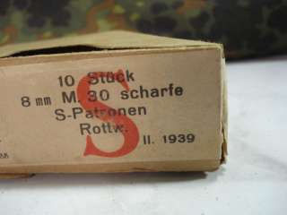 WWII 1939 ORIGINAL GERMAN M30 8mm CARTRIDGE AMMUNITION BOX – MARKED