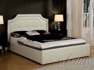 White Bonded Leather King Bed  