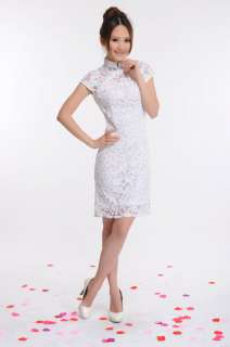 Chinese Cheongsam Qipao Evening Dress Lace White 26199  