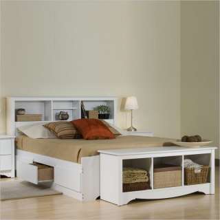   Monterey White Double / Full Bookcase Platform Storage Bed [241163