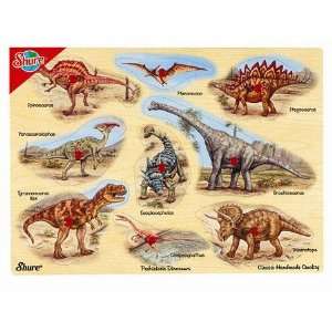  Shure Prehistoric Dinosaurs Wooden Pegged Puzzles Toys 