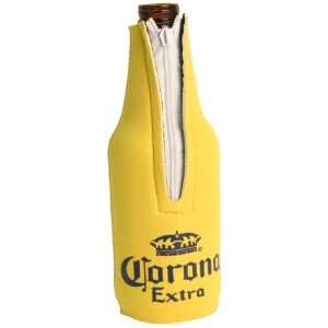   Corona Extra Zipper Long Neck Bottle Coolie   Yellow
