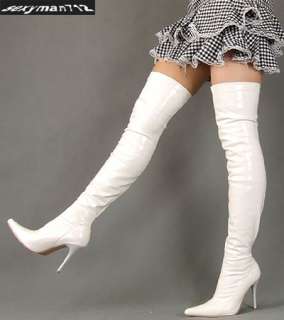 White Over knee High THigh Heel Boots US Sz 5 b019  