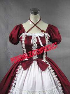Vintage Goth lolita gorgeous white lace burgundy dress  