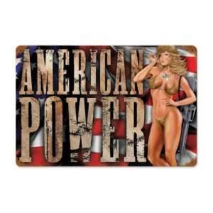  American Power Vintage Metal Sign Pin Up Military