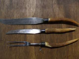   Worthington Clearcut 3 Pc Carving Set Stag Handle Cleveland *14  