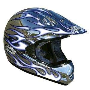   Youth TX 10 Chrome Jolt Helmet   Large/Chrome/Blue Flames Automotive