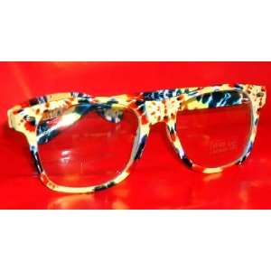  Tie Dye Clear Lens Glasses Wayfarer Style 