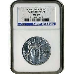   100 Platinum American Eagle MS69 Early Release NGC