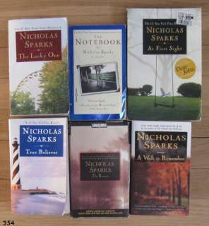 Up for sale are 5 Nicholas Sparks paperbacks + 1 audiobook. The books 