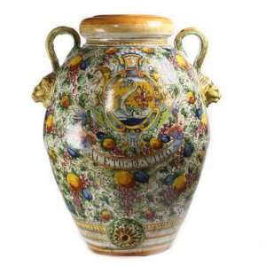  MAJOLICA DELFINO Large Tuscan Orcio Urn with two handles 