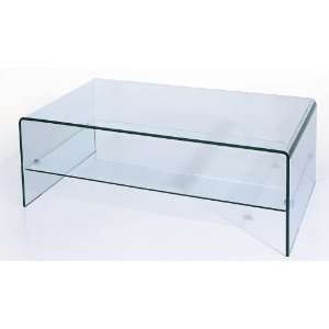 Ryder Waterfall Bent Glass Coffee Table with Storage Shelf 
