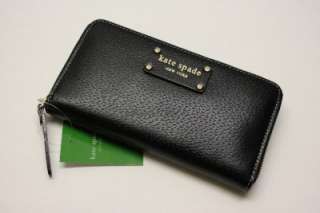 KATE SPADE Wellesley Neda Leather Zip Around Wallet   Black / New With 