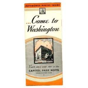  Capitol Park Hotel Brochure Washington DC 1930s 
