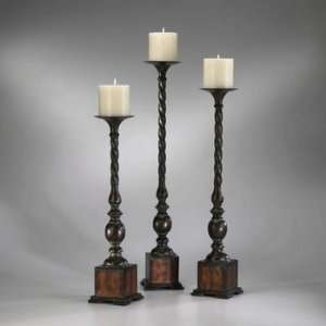   Quaker Floor Candle Holder, Rust with Verde Finish