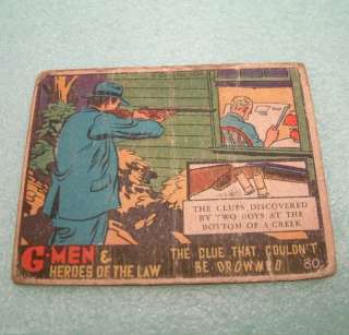 1936 GUM Inc. TRADE CARD G MEN & HEROES OF THE LAW #80  