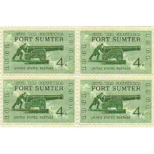  Civil War Fort Sumter Set of 4 x 4 Cent US Postage Stamps 