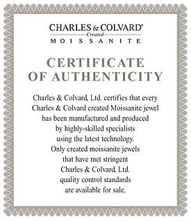 colvard created moissanite jewels are accompanied by a charles colvard 
